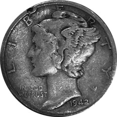 1942-S Dime inverted S obverse